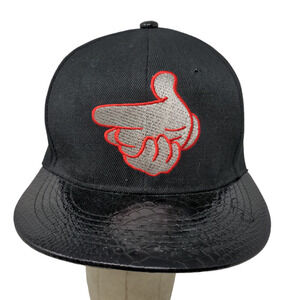 New League Men's Snapback Hat Black OSFA Embroidered Finger Guns Logo